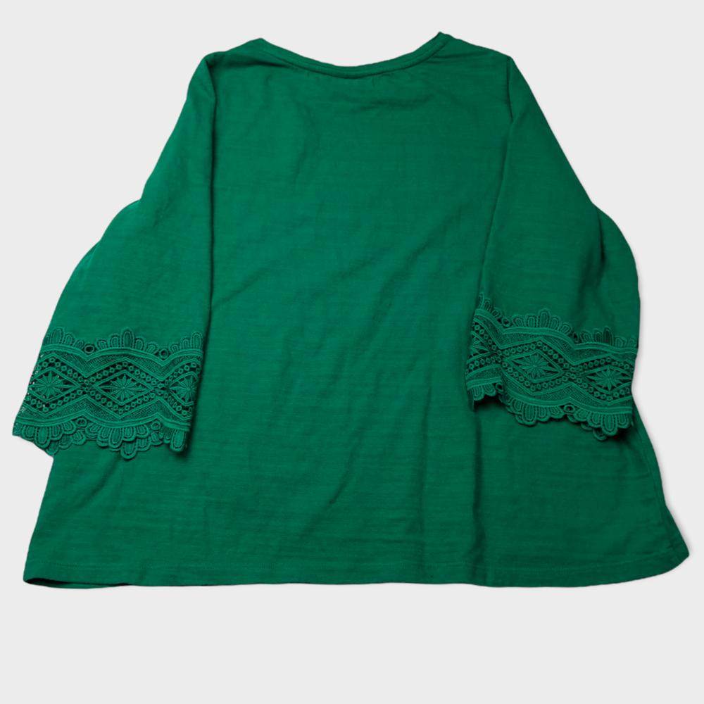 Charter Club Green 3/4 Lace Detail Sleeves Plus Size 1X